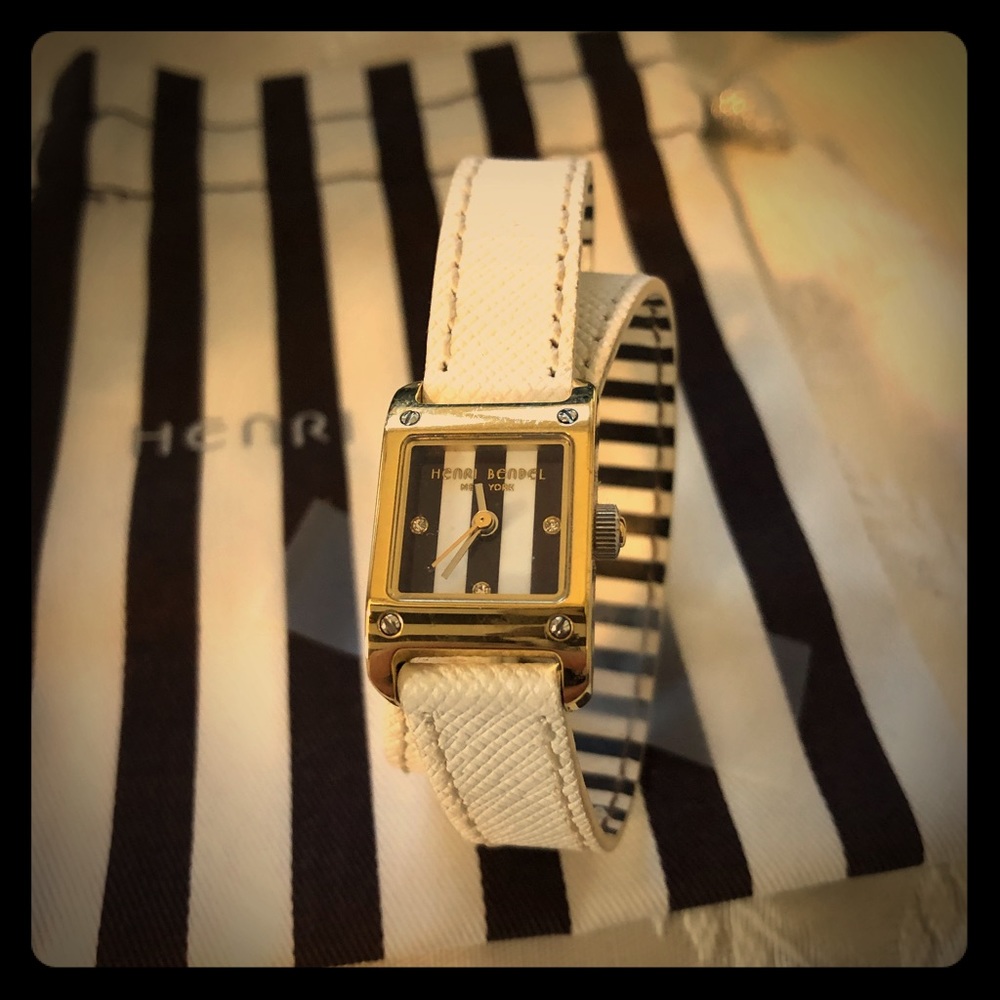 Henri Bendel leather wrap watch.